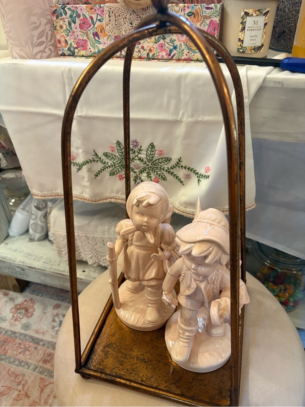 Porcelain Children Figurines in Glossy Cream - Decorative Home Accent
